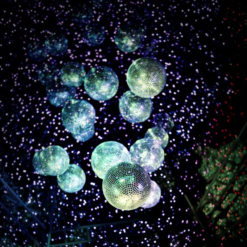 lighted hanging disco mirror balls